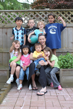stacey with the kids